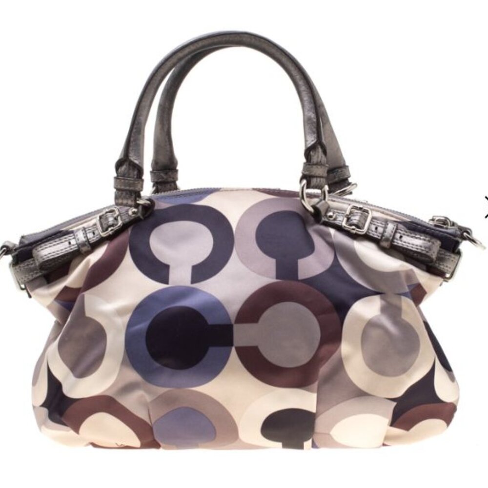 RARE! Coach Madison Op Art Multicolor Satin Leather Sequins Satchel Bag Ex Cond - Picture 2 of 16